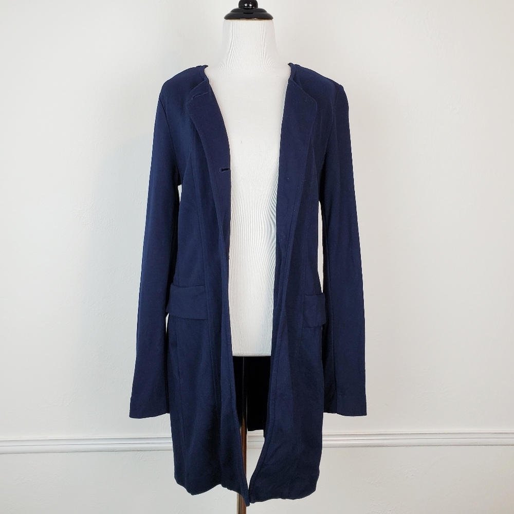 CAbi Lido Jacket Coat Blazer Ponte Knit Long Navy Blue Career Office Academia - Picture 5 of 16